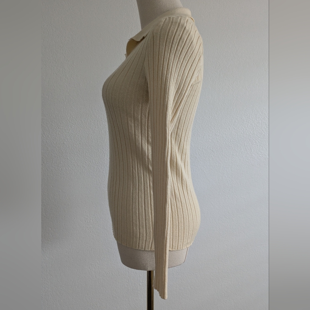 Commense Cream Ribbed Knit Sweater - Picture 3 of 6